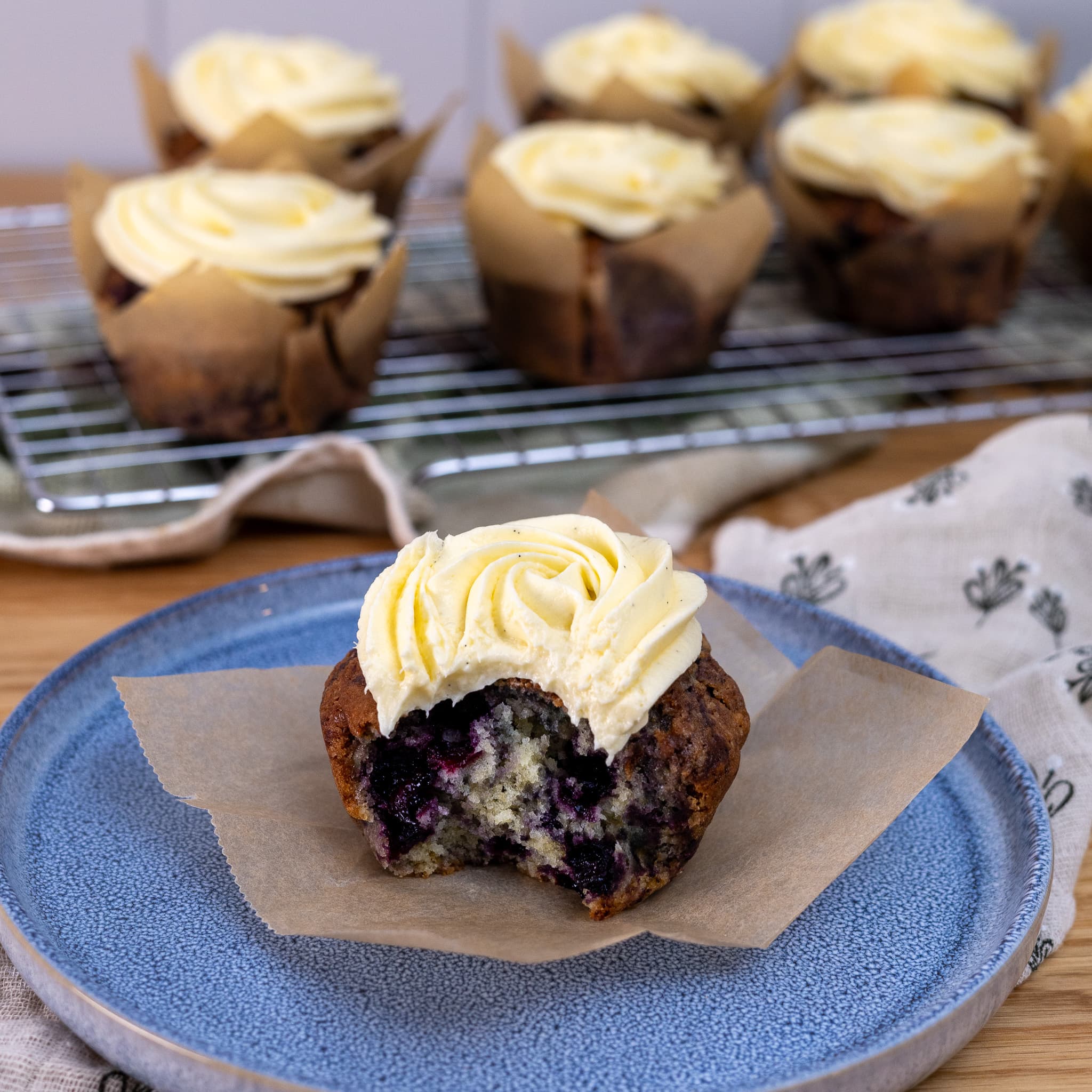 Blåbærmuffins med frosting