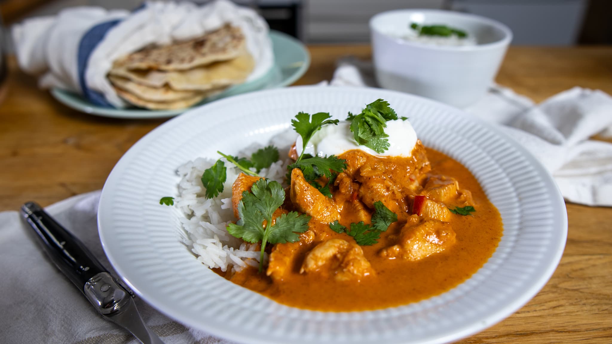 Butter chicken med naan