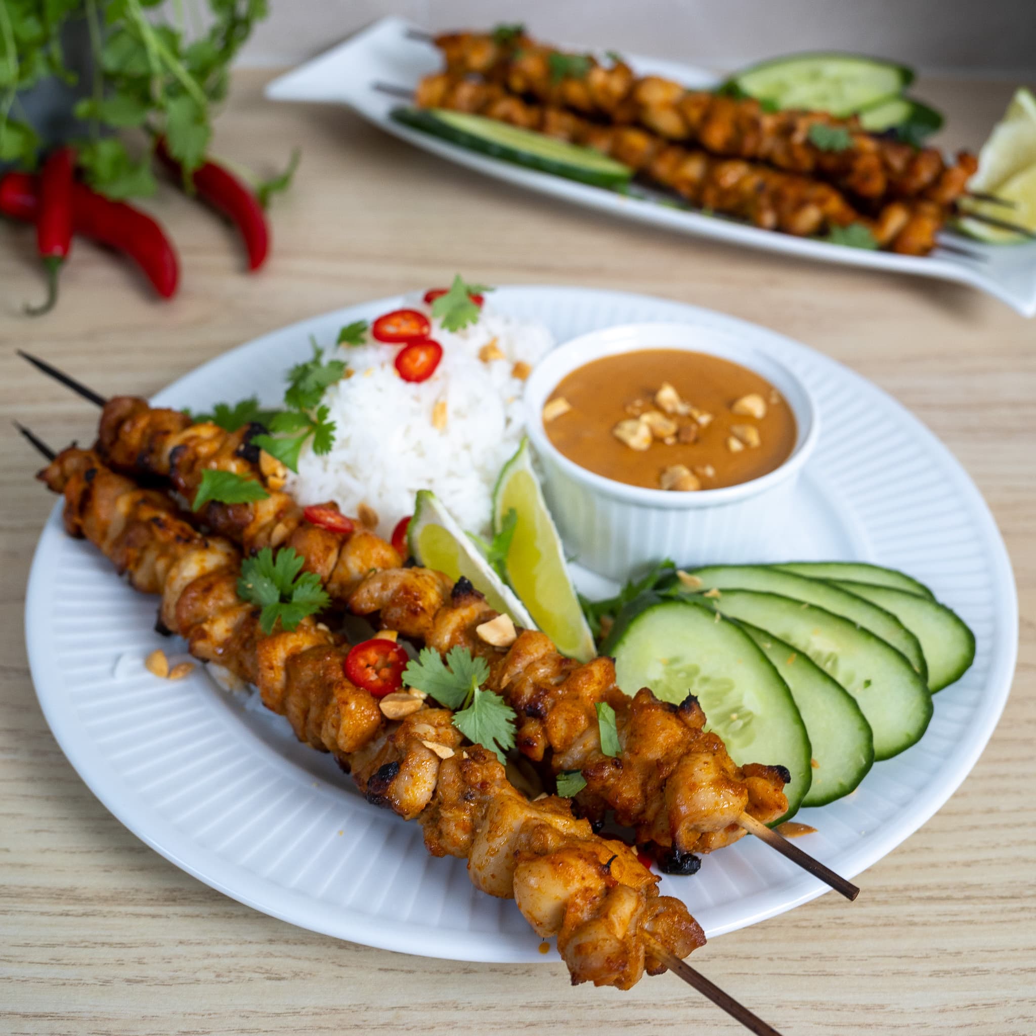 Kylling satay med peanøttsaus